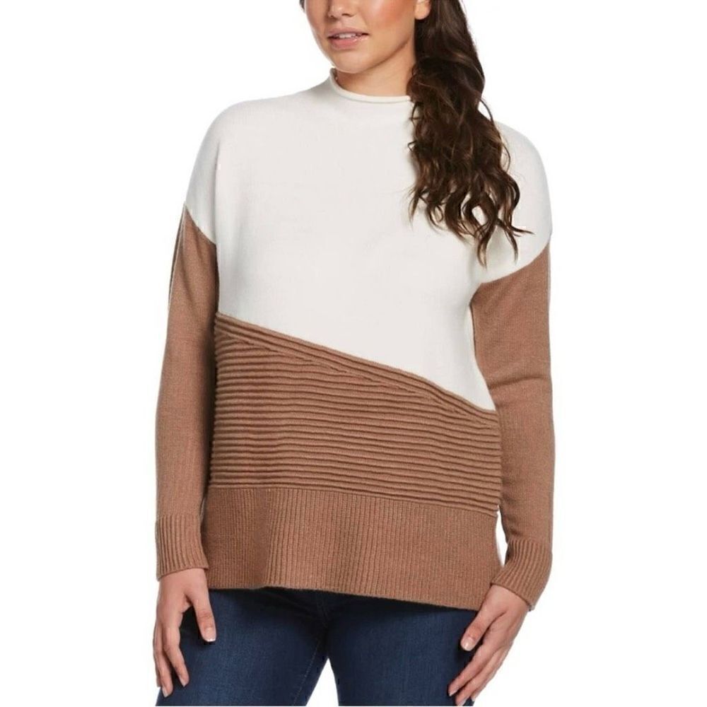 Rafaella Color Block Funnel Neck Sweater NWT